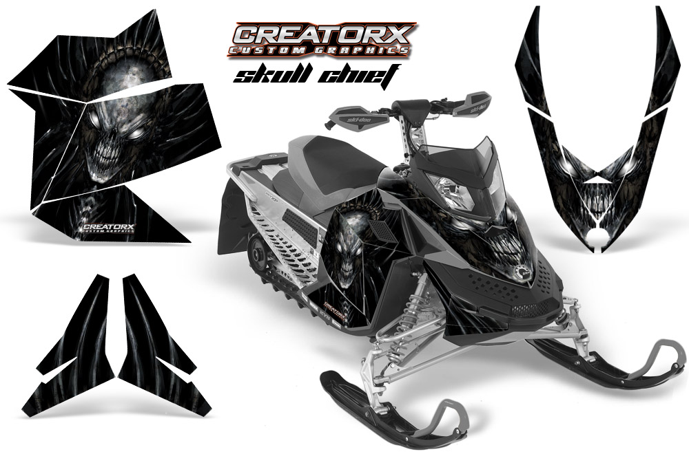 Skidoo REV XP Graphics Kit Skull Chief Silver